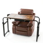 Overbed Table GiftGo Rustic Brown Adjustable Height Length Desk-0