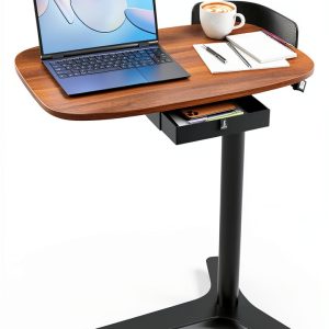 Overbed Table WALKINGDESK ETD2 Black Walnut 30x18 in Cart with Drawer-0