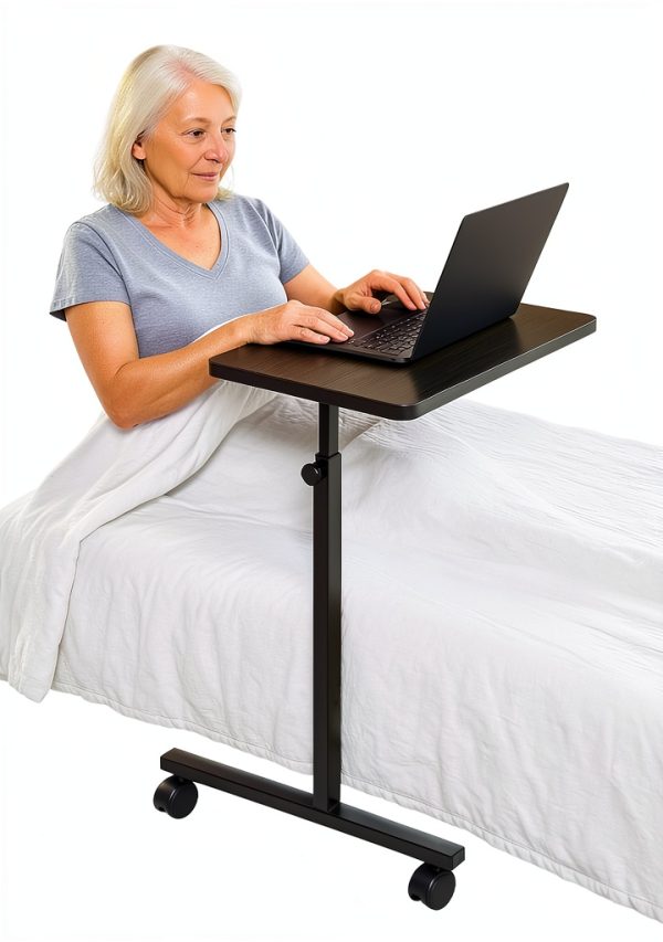Overbed Table DR DUNLEY Height Adjustable Walnut 30x15x45 Inch-3