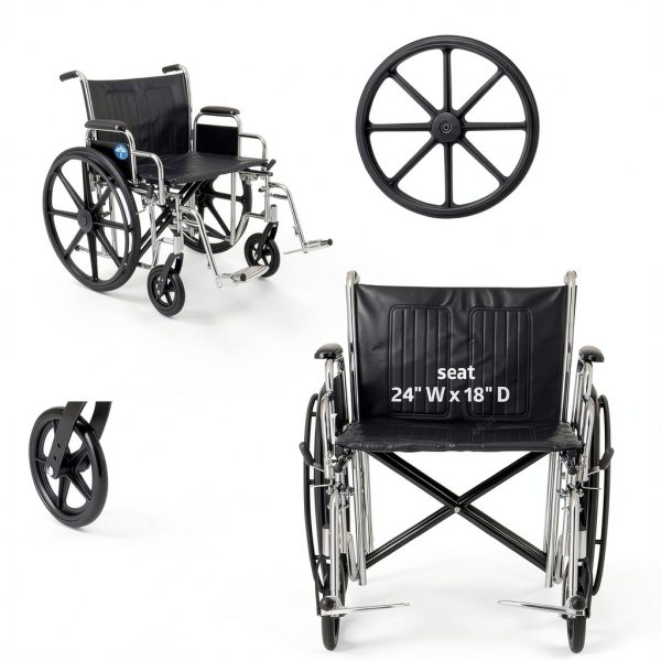 Medline Bariatric Wheelchair MDS806900 Extra Wide 24" Seat Heavy Duty-5