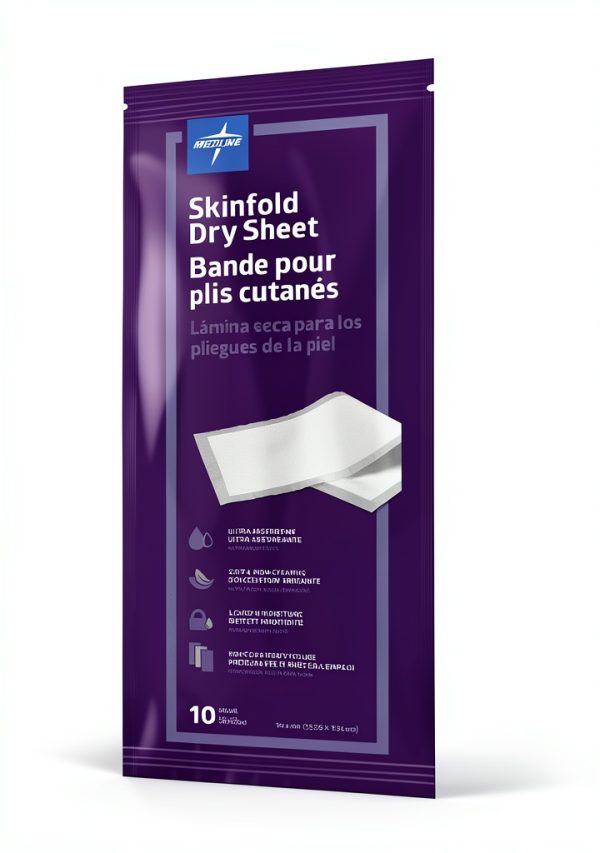 Medline Skinfold Dry Sheet 14x6 Inch Pack of 10 Super Absorbent-0