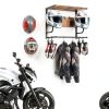 Motorcycle Helmet Holder Wall Mount Kytree Wood Rack with Glove Hooks-6