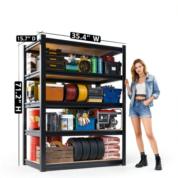Garage Shelving Set of 4 Heavy Duty 5‑Tier Metal Rack 71x35x16-5