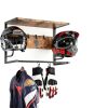 Motorcycle Helmet Holder Wall Mount Kytree Wood Rack with Glove Hooks-3