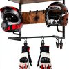 Motorcycle Helmet Holder Wall Mount Kytree Wood Rack with Glove Hooks-0