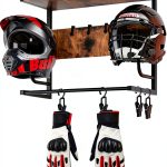 Motorcycle Helmet Holder Wall Mount Kytree Wood Rack with Glove Hooks-0